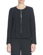 Cece Scalloped Edge Collarless Kiss Front Jacket