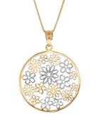 Lord & Taylor 14k Yellow Gold Flowers In Circle On Box Necklace