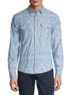 Lucky Brand Chambray Printed Button Front Shirt