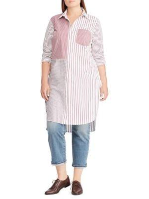 Lauren Ralph Lauren Plus Striped Cotton Shirtdress