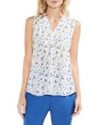 Vince Camuto Petite Scatter Bouquet V-neck Sleeveless Blouse