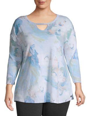 Calvin Klein Performance Plus Plus Printed Caged Neck Top