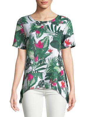Lord & Taylor Tropical Linen Sharkbite Tee