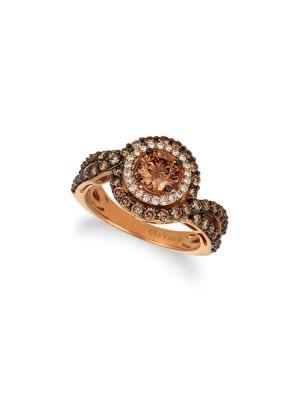 Le Vian Chocolatier Vanilla Diamond, Chocolate Diamond & 14k Strawberry Gold Halo Ring
