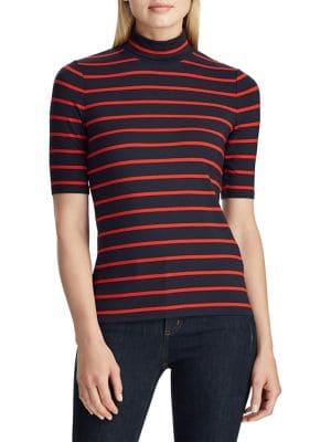 Lauren Ralph Lauren Petite Striped Stretch Turtleneck Top