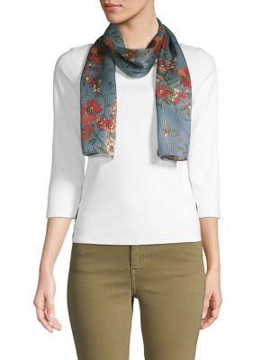 Echo Pleated Floral Silk Scarf