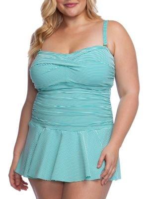 Lauren Ralph Lauren Plus Twist Shirred Skirted 1-piece Swimsuit