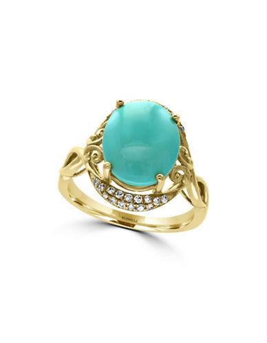 Effy Turquesa 0.15tcw Diamonds, Turquoise And 14k Yellow Gold Ring
