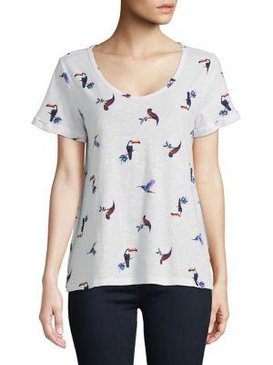 Lord & Taylor Plus Tropical Bird Tee