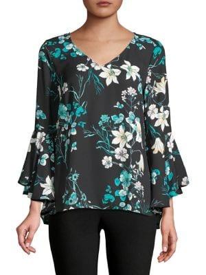 Nipon Boutique Floral Flare Sleeve Blouse