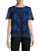 T Tahari Embroidered Lace Top