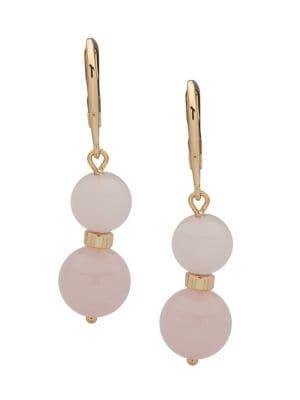 Ralph Lauren Goldtone And Rose Quartz Double Drop Earrings