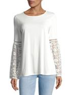 Design Lab Lord & Taylor Lace Bell Sleeve Top