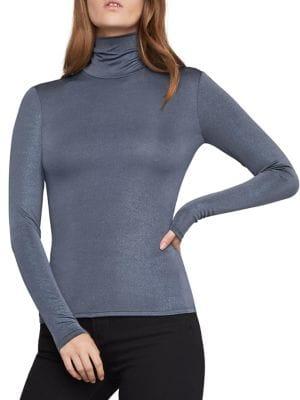 Bcbgmaxazria Metallic Knit Turtleneck