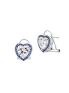 Lord & Taylor Heart Rhodium-plated Sterling Silver & Crystal Omega Earrings
