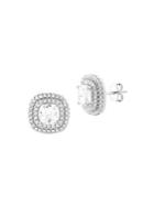 Lord & Taylor Silvertone Halo Pave Earrings