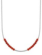 Lord & Taylor Red Agate & Sterling Silver Necklace