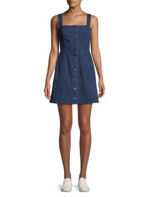 Highline Collective Denim Fit-and-flare Pinafore Dress
