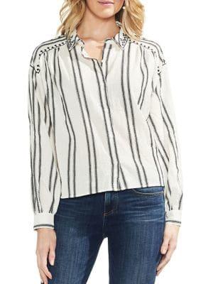 Vince Camuto Bubble Long-sleeve Cotton Button-down Shirt