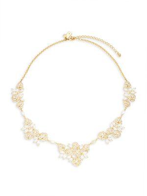 Kate Spade New York Sterling Silver And Crystal Floral Necklace