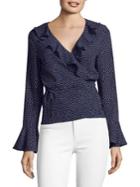 Design Lab Lord & Taylor Ruffled Bell-sleeve Wrap Top