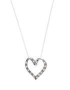 Lord & Taylor Sterling Silver And Cubic Zirconia Open-heart Pendant Necklace