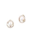 Anne Klein Goldtone, Faux-pearl & Crystal Clip-on Earrings