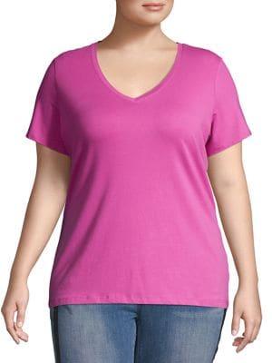 Lord & Taylor Plus Essential V-neck Tee