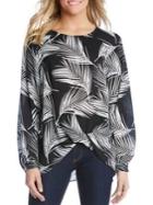 Karen Kane Palm-print Twist Hem Top