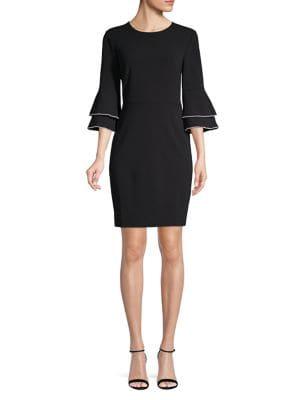 Ivanka Trump Three-quarter Bell-sleeve Sheath Dress