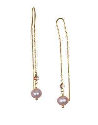 Badgley Mischka 7-8mm Pink Freshwater Pearl Dangle Earrings