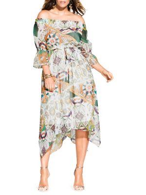 City Chic Plus Bella Vacanza Bilbao Off-the-shoulder Dress