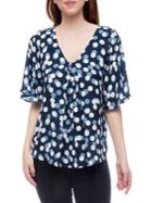B Collection By Bobeau Polka Dot V-neck Blouse