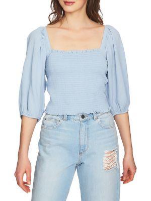 1.state Smocked Bishop-sleeve Top