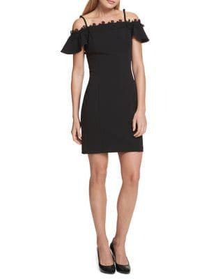 Kensie Off-shoulder Lace-trim Mini Dress