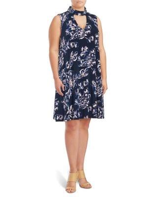 Ivanka Trump Plus Printed Mockneck Dress