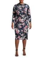 Rachel Rachel Roy Plus Nadia Mock Neck Floral Velvet Dress
