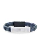 Lord & Taylor Leather & Stainless Steel Usb Charging Bracelet