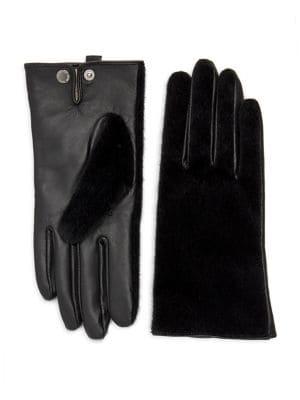Karl Lagerfeld Paris Faux Calf-hair Leather Gloves