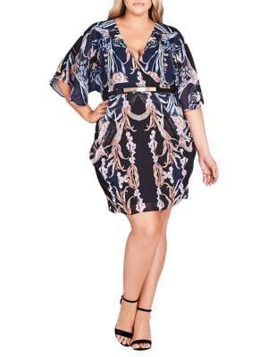 City Chic Plus Luxe Deco Draped Belted Dress