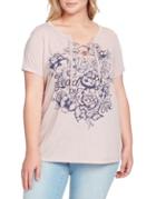 Jessica Simpson Plus Lace-up Magnolia Graphic Tee