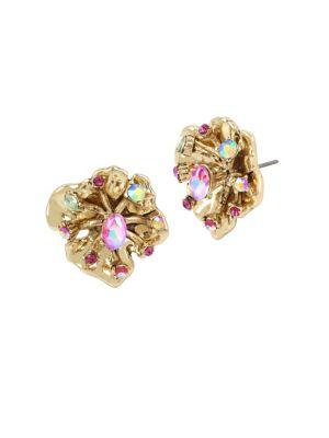 Betsey Johnson Blooming Crystal Stones Flower Stud Earrings