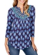 Lucky Brand Embroidered Printed Top