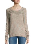 Design Lab Lord & Taylor Scoopneck Open Knit Panelled Sweater