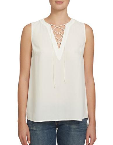 1 State Sleeveless Lace-up Front Blouse