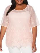 Rafaella Plus Lace-embroidered Top With Camisole