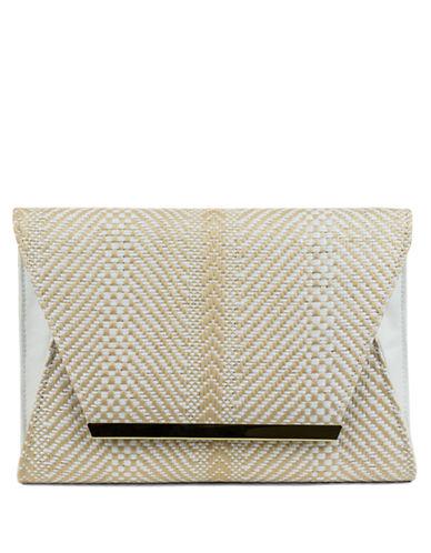 Jessica Mcclintock Metallic Straw Envelope Clutch