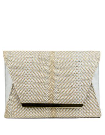 Jessica Mcclintock Metallic Straw Envelope Clutch