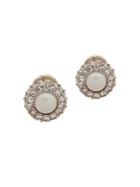 Ralph Lauren Faux Pearl & Crystal Button Earrings