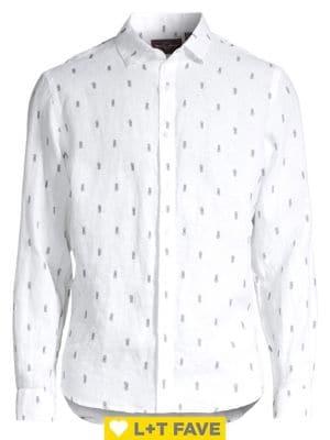 Black Brown Printed Linen Shirt